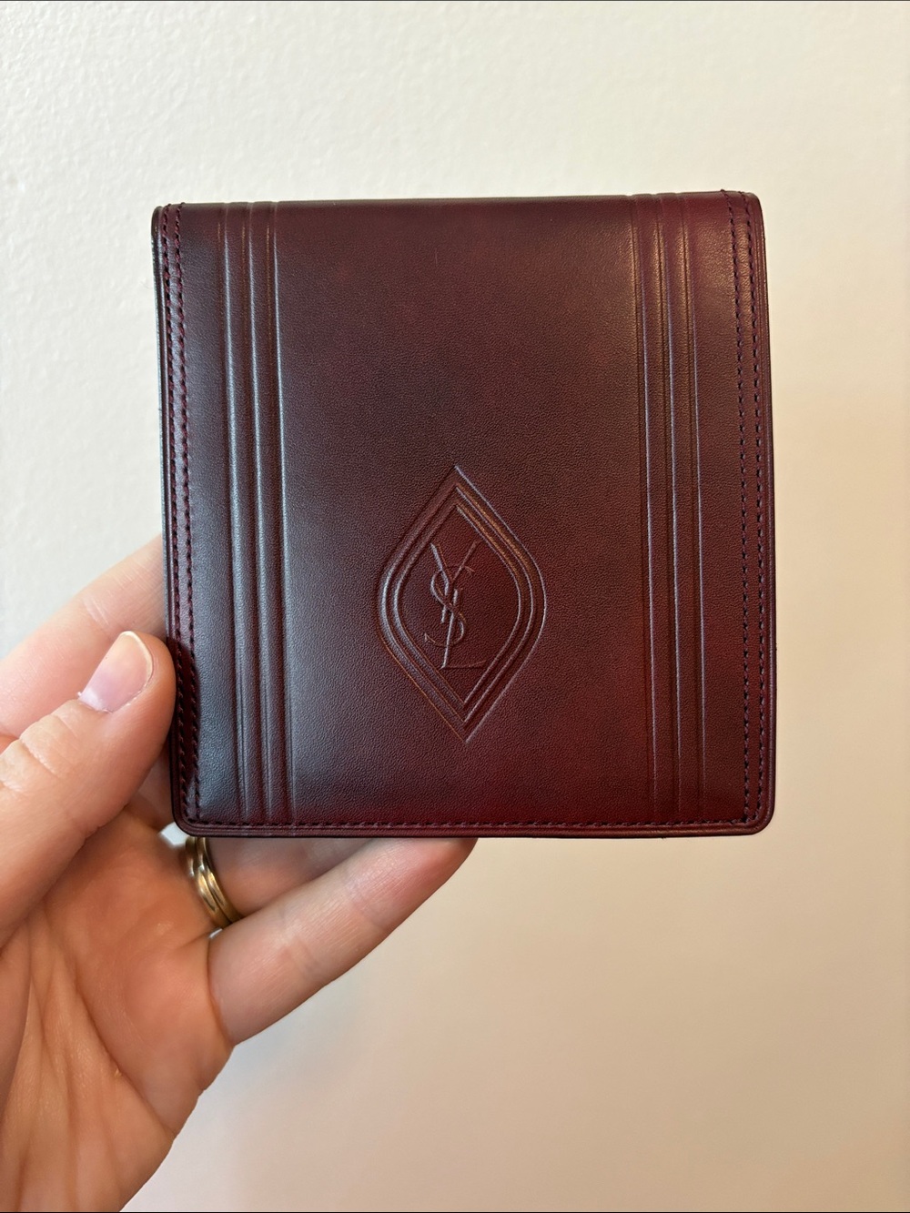 YSL✨ Yves Saint Laurent Vintage/Rare Burgundy Leather Fold Wallet w/ COA